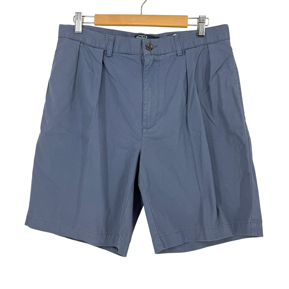 Polo Ralph Lauren Mens Vintage Tyler Blue Double 2 Pleated Shorts Size 34 Preppy